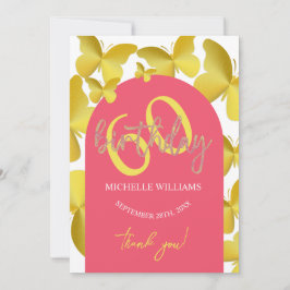 Eleganter Glitzer Gold Butterfly Calligrafy Dankeskarte