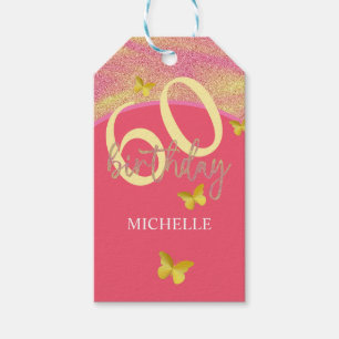 Eleganter Glitzer Gold Butterfly Calligrafy Geschenkanhänger