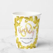 Eleganter Glitzer Gold Butterfly Calligrafy Pappbecher (Rückseite)