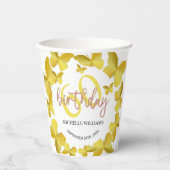 Eleganter Glitzer Gold Butterfly Calligrafy Pappbecher (Vorderseite)