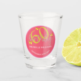 Eleganter Glitzer Gold Butterfly Calligrafy Schnapsglas