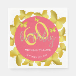 Eleganter Glitzer Gold Butterfly Calligrafy Serviette