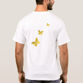 Eleganter Glitzer Gold Butterfly Calligrafy T-Shirt (Rückseite)