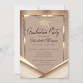 Eleganter Glitzer Gold Frame Diamonds Abschluss Einladung (Vorderseite)