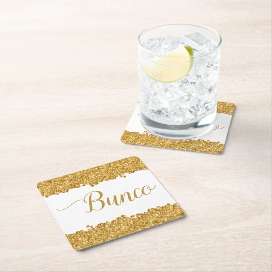 Eleganter Glitzer Gold Girly Bunco Party Napkins Rechteckiger Pappuntersetzer (Vor Ort)