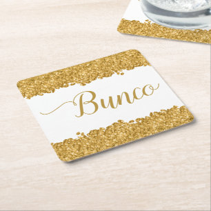 Eleganter Glitzer Gold Girly Bunco Party Napkins Rechteckiger Pappuntersetzer