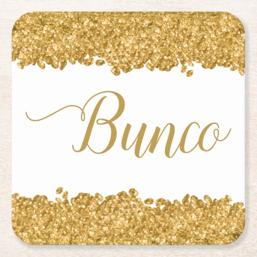 Eleganter Glitzer Gold Girly Bunco Party Napkins Rechteckiger Pappuntersetzer (Vorderseite)