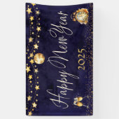 Eleganter Glitzer Gold Happy New Year Party Banner (Vertikal)
