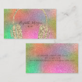 Eleganter Glitzer Gold Headphone DJ Visitenkarte (Vorne/Hinten)