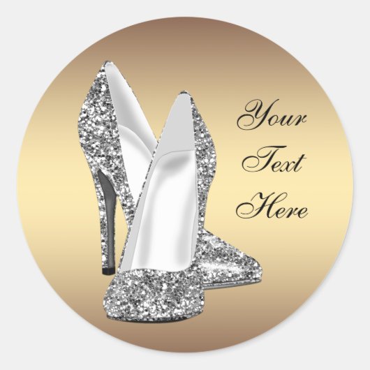 Eleganter Glitzer Gold High Heel Sticker (Vorderseite)