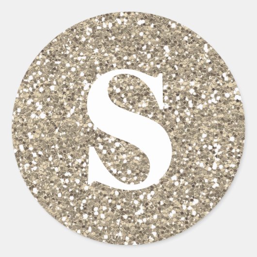 Eleganter Glitzer Gold Monogram Umschlag Aufkleber (Vorderseite)
