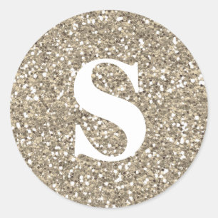 Eleganter Glitzer Gold Monogram Umschlag Aufkleber