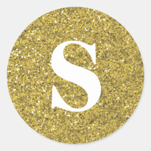 Eleganter Glitzer Gold Monogram Umschlag Aufkleber