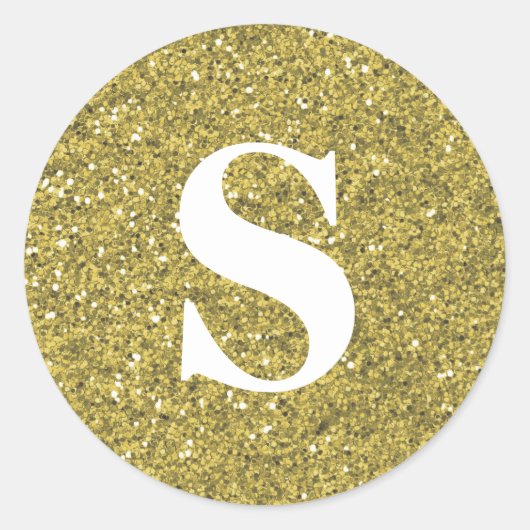 Eleganter Glitzer Gold Monogram Umschlag Aufkleber (Vorderseite)