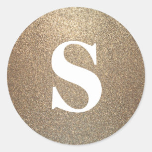 Eleganter Glitzer Gold Monogram Umschlag Aufkleber