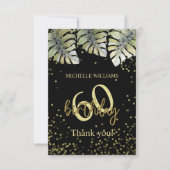 Eleganter Glitzer Gold Palm Calligraphy Geburtstag Dankeskarte (Vorderseite)