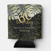 Eleganter Glitzer Gold Palm Calligraphy Geburtstag Dosenkühler (Rückseite)