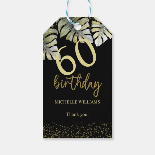 Eleganter Glitzer Gold Palm Calligraphy Geburtstag Geschenkanhänger (Vorderseite)