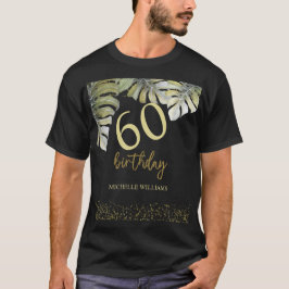Eleganter Glitzer Gold Palm Calligraphy Geburtstag T-Shirt