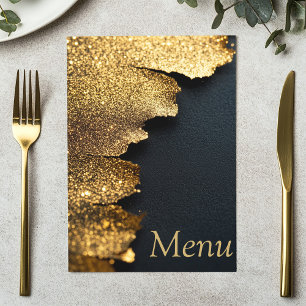 Eleganter Glitzer Gold und Black Menu Card Menükarte