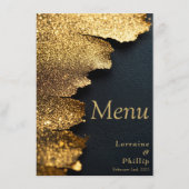 Eleganter Glitzer Gold und Black Wedding Menu Kart Menükarte (Vorderseite)