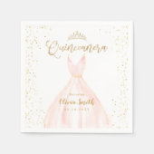Eleganter Glitzer Gold und rot Kleid quinceañera Serviette (Vorderseite)