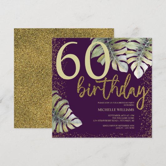 Eleganter Glitzer Goldkalligrafie Geburtstag (Vorne/Hinten)