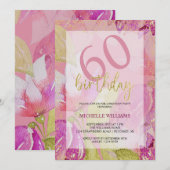 Eleganter Glitzer Goldkalligrafie Geburtstag Einladung (Vorne/Hinten)