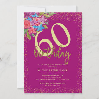 Eleganter Glitzer Goldkalligrafie Geburtstag Einladung