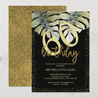 Eleganter Glitzer Goldkalligrafie Geburtstag Einladung