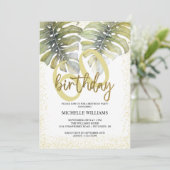 Eleganter Glitzer Goldkalligrafie Geburtstag Einladung (Stehend Vorderseite)