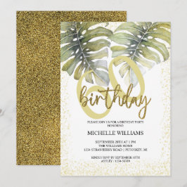 Eleganter Glitzer Goldkalligrafie Geburtstag Einladung