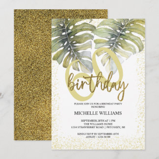 Eleganter Glitzer Goldkalligrafie Geburtstag Einladung