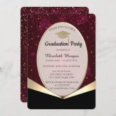 Eleganter Glitzer Grad Cap, Confetti Abschluss Einladung (Vorne/Hinten)