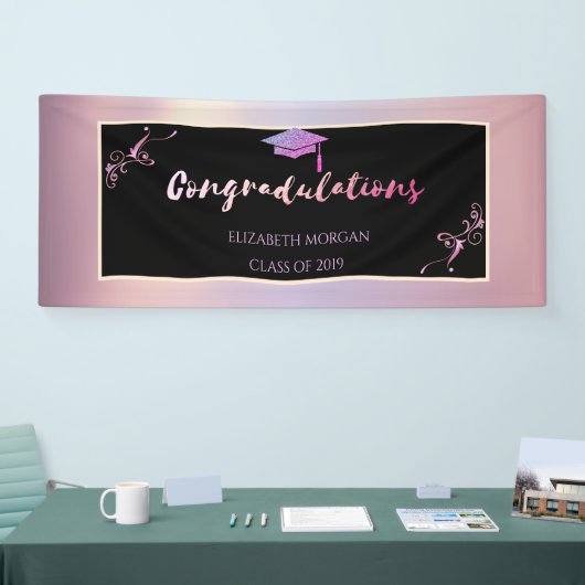 Eleganter Glitzer Graduate Cap Banner (Messe)