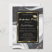 Eleganter Glitzer Graduation Cap Abschluss Einladung (Vorderseite)