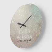 Eleganter Glitzer Green Pink Aqua Shiny Shimmer Große Wanduhr (Winkel)