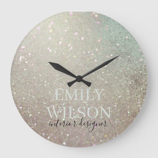 Eleganter Glitzer Green Pink Aqua Shiny Shimmer Große Wanduhr (Vorderseite)