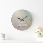 Eleganter Glitzer Green Pink Aqua Shiny Shimmer Große Wanduhr (Zuhause)