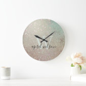 Eleganter Glitzer Green Pink Aqua Shiny Shimmer Große Wanduhr (Zuhause)