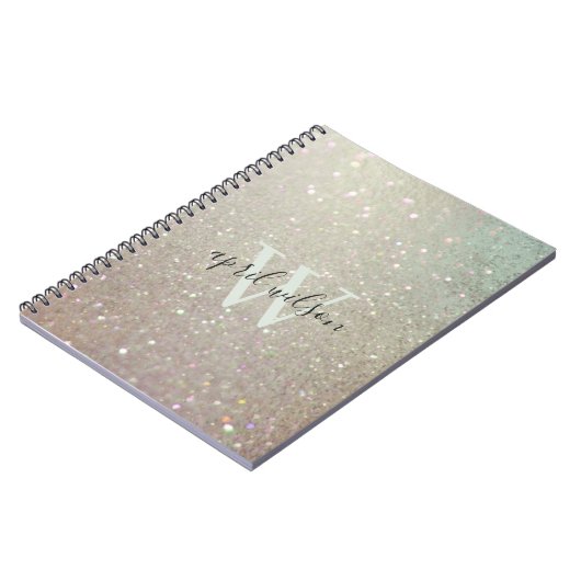 Eleganter Glitzer Green Pink Aqua Shiny Shimmer Pl Notizblock (Linke Seite)