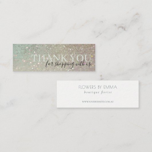 Eleganter Glitzer Green Pink Aqua Shiny Vielen Dan Mini Visitenkarte (Vorne/Hinten)