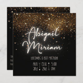 Eleganter Glitzer Hebrew Bat Mitzvah Einladung