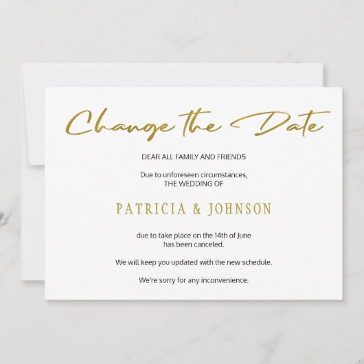 Eleganter Glitzer Hochzeit ändern das Datum Save The Date (Vorderseite)