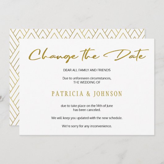 Eleganter Glitzer Hochzeit ändern das Datum Save The Date (Vorne/Hinten)