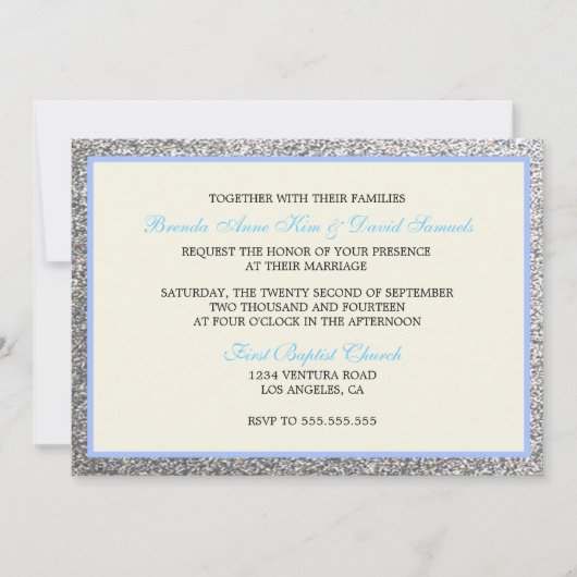 Eleganter Glitzer Hochzeit Einladung (Vorderseite)