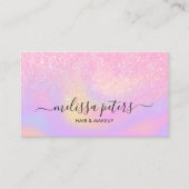 Eleganter Glitzer Holographic Script Makeup Artist Visitenkarte (Vorderseite)