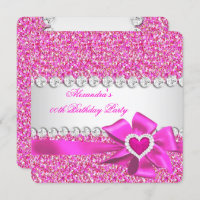 Eleganter Glitzer Hot Pink Heart Bow Geburtstagspa