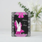 Eleganter Glitzer Hot Pink Stiletto Fabulous Party Einladung (Stehend Vorderseite)