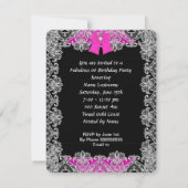 Eleganter Glitzer Hot Pink Stiletto Fabulous Party Einladung (Rückseite)